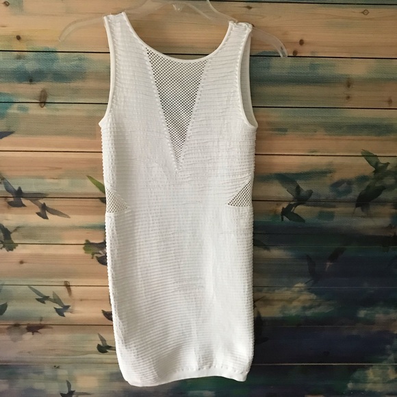 Bebe White Dress with Mesh V Front and Cut out Sides  size M/L - Picture 3 of 7